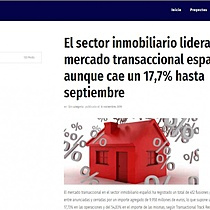 El sector inmobiliario lidera el mercado transaccional espaol, aunque cae un 17,7% hasta septiembre